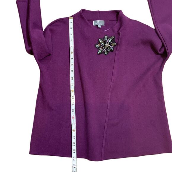 JM Collection Purple Embellished 3/4 Sleeve Cardigan Sz Petite Sm Classy Glam - Picture 7 of 12